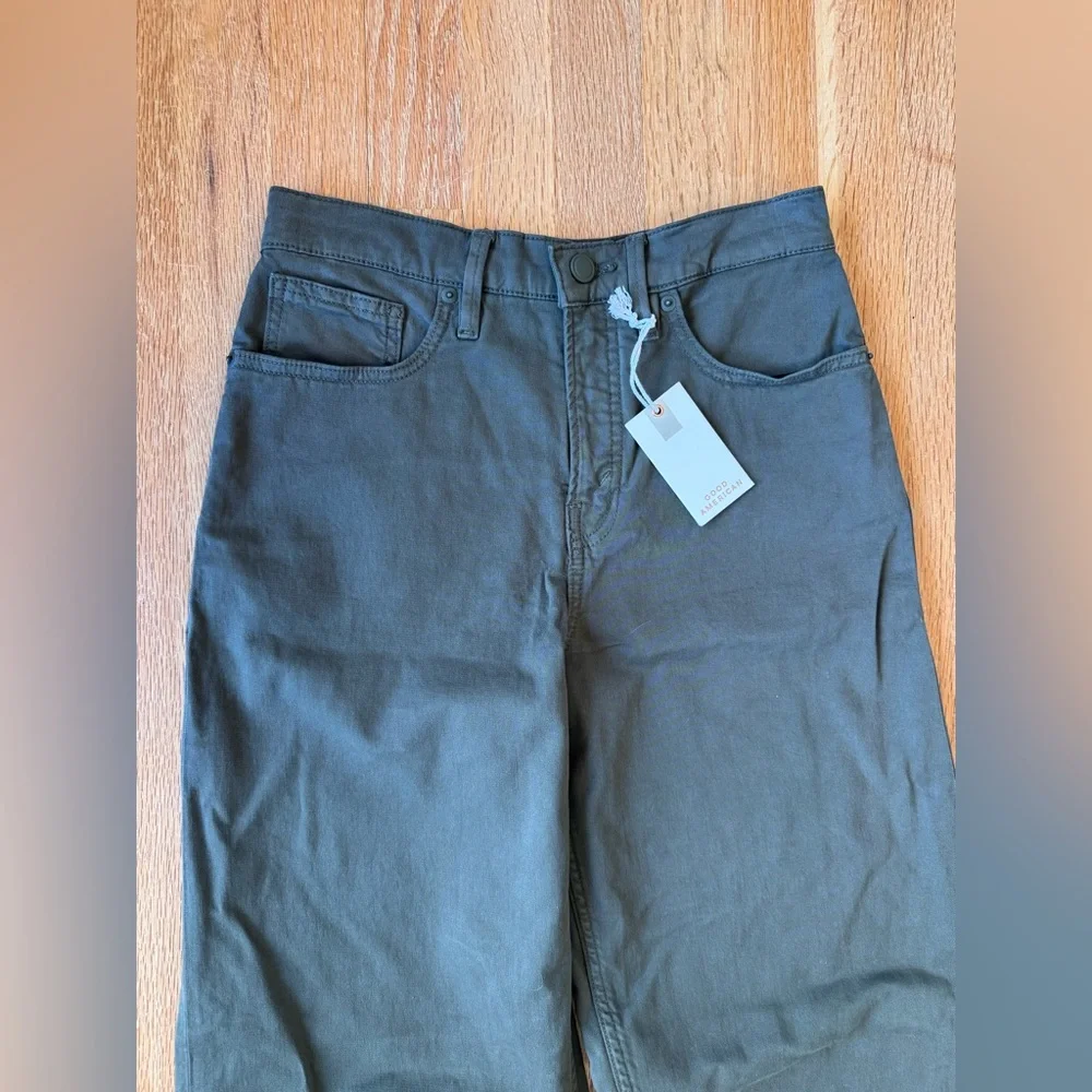 Good American High Rise Barrel Jeans Ft01 Green NWT Size 25 - Picture 3 of 16
